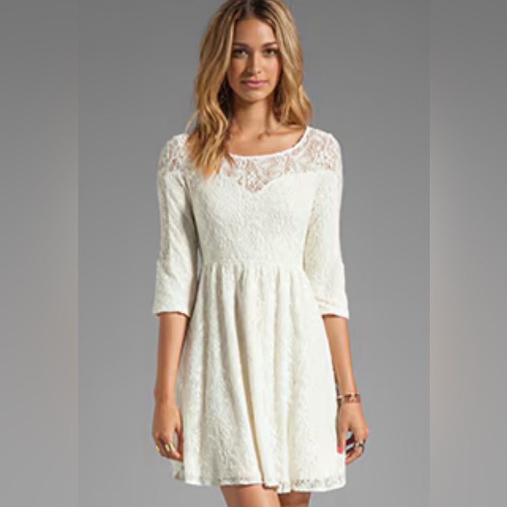 Free People Size Large cream 'Shake It Up' Lace Dress Sz MED